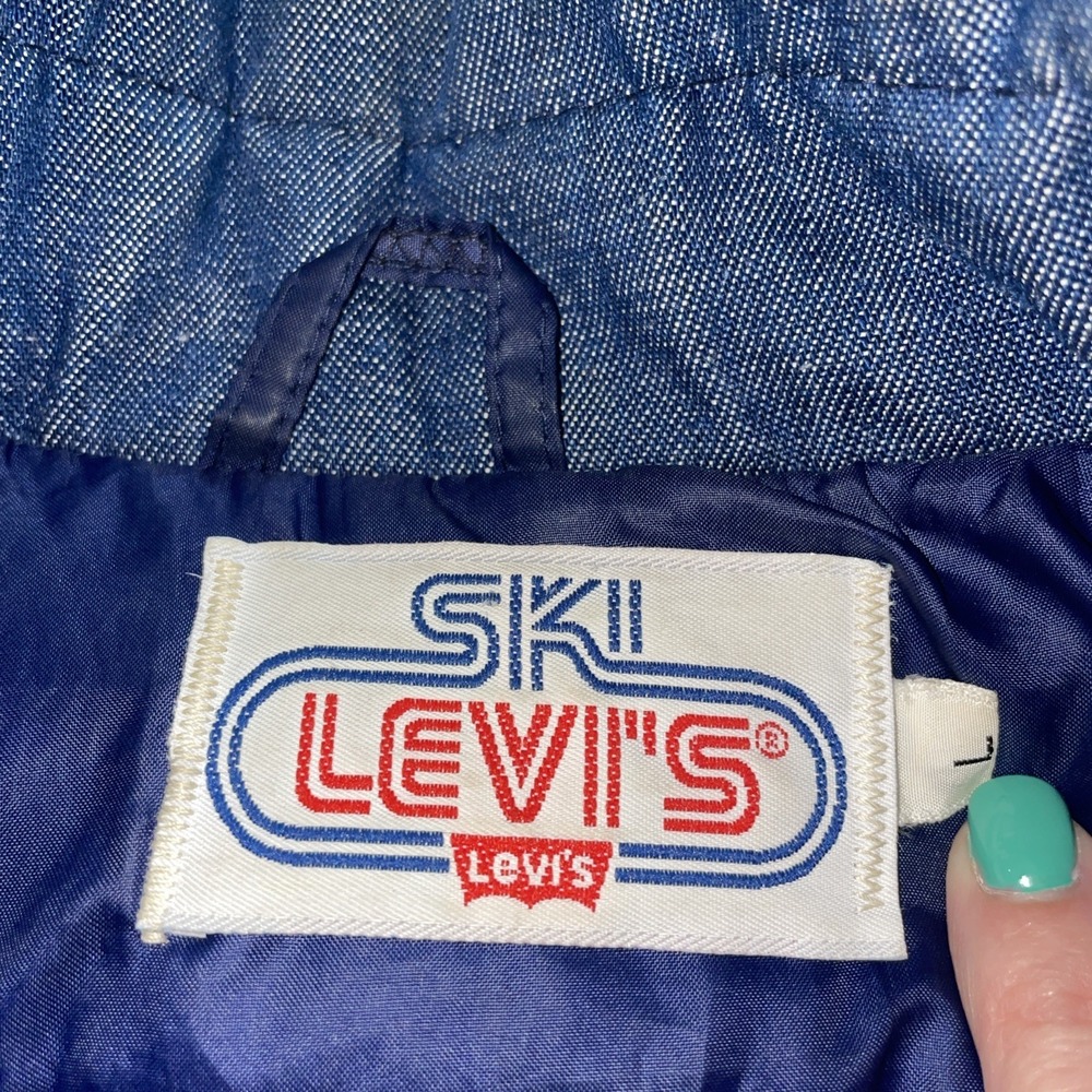 RARE VINTAGE 1970s Ski Levi's [ORANGE TAB] Goose Down Denim Vest Size L - Picture 2 of 10